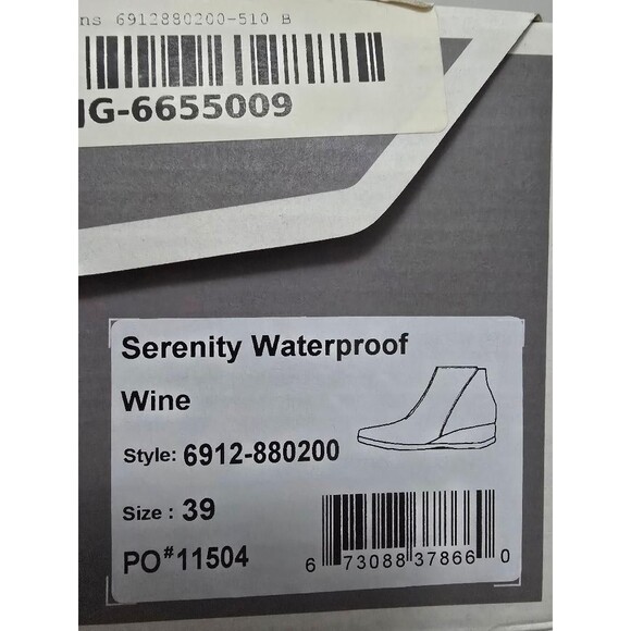 Dansko Serenity EU 39 US 8.5 - 9 Waterproof Wine Leather Wedge Booties Boots NIB - Picture 12 of 13